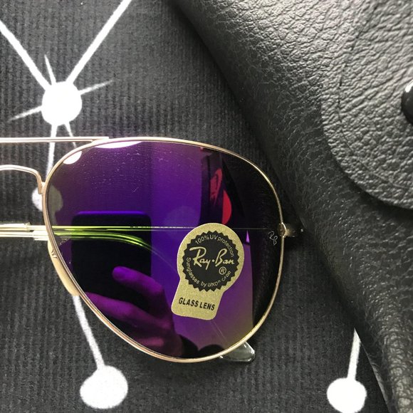 Ray-Ban 3026 Purple Aviator Sunglasses 62mm main image 7